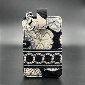 Vera Bradley Camellia Floral Black White Blue Phone Pouch